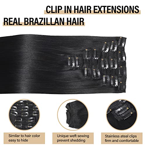 קליפ שיער הרחבות 24 אינץ 180 גרם 7 יחידות כפול ערב קליפ שיער הרחבות אמיתי שיער טבעי ברזילאי לא מעובד רמי שיער טבעי שחור שיער הרחבות עבור נשים