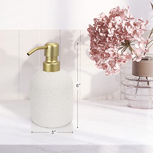 Beookstone, מתקן סבון קרמיקה עם עליון מתכתי - מחזיק סבון יד נוזלי ומודרני לחדר אמבטיה או מטבח, זהב