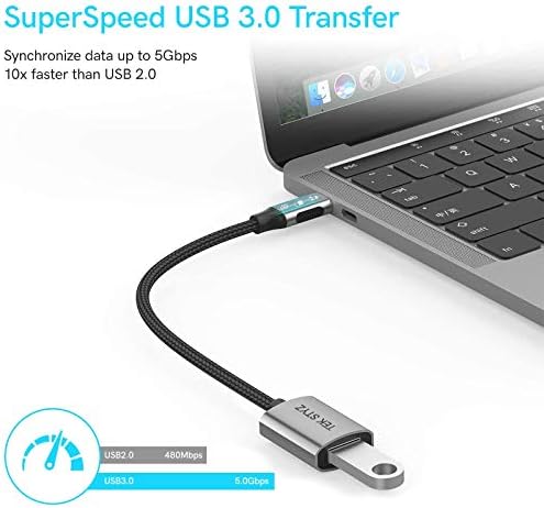 מתאם Tek Styz USB-C USB 3.0 עובד עבור כבוד כבוד תצוגה 20 OTG Type-C/PD זכר USB 3.0 ממיר נשי.