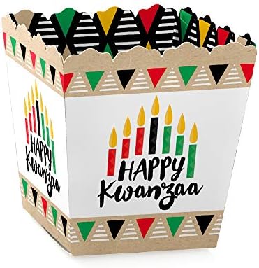 נקודה גדולה של אושר Happy Kwanzaa - מסיבות מיני קופסאות טובות - מורשת אפריקאית מסיבת חג פינוק קופסאות ממתקים - סט של 12