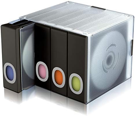 מארגן דיסק של שרוול פוליפרופילן אטלנטי - ערימה ומנעול, סיווג תקליטורים בארבעה קלסרים עם קידוד צבע ל 96 דיסקים בסך הכל בשחור, PN96635496
