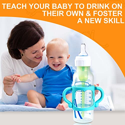 4 יחידות בקבוק ידיות עבור ד ר חום צר תינוק בקבוקים, תינוק בקבוק מחזיק עם אחיזה קלה ידיות להחזיק שלהם בקבוק-משלוח רך סיליקון