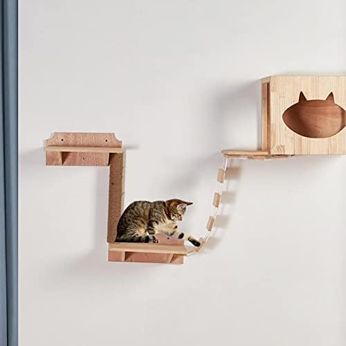 גרט חתול גשר טיפוס מסגרת עץ לחיות מחמד חתול עץ בית מיטת ערסל סיסל גרוד חתול עמיד ריהוט חתול צעצוע קיר רכוב