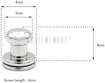 Craftmemore 6 ממ פליז מוצק ראש כדורי בורג אחורי פטמה מסמרת כפתור עור עור 10 חבילה SCBH