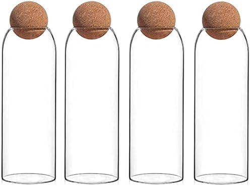 4 יחידות כדור פקק זכוכית צנצנת שקוף אטום טנק אטום תה פחיות דגנים 1500 מ ל אחסון בקבוק יכול דגנים מיכל