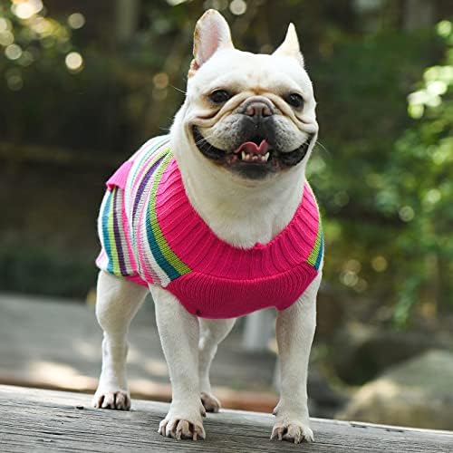 XGDMEIL סוודר כלבים בגדים לחיות מחמד חמוד מצחיק גור פסים מצחיק גור גולש צווארון צווארון תלבושות נופש
