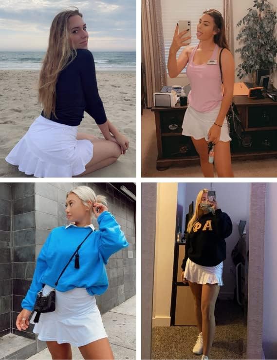 חצאיות טניס של Ekouaer לנשים חצאית גולף אתלטית קפלים עם מכנסיים קצרים כיסים חצאית אימון קלה משקל