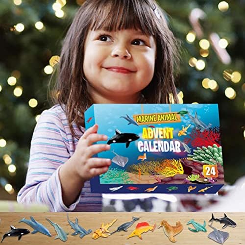 חג המולד עיוור תיבה, חג המולד לילדים צעצוע ימי בעלי החיים ערכת 24 יום ספירה לאחור כדי אדוונט יום