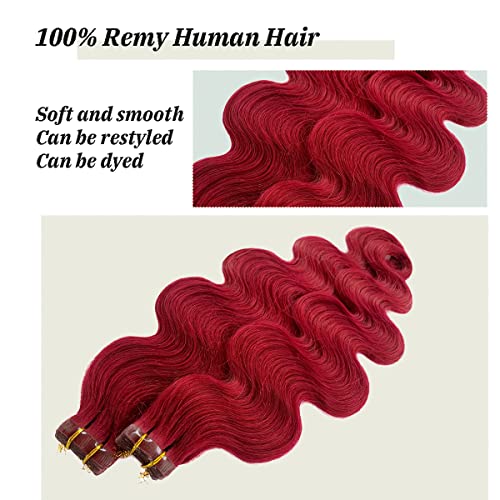 סמווידה גלי קלטת בתוספות שיער 99 ג ' יי אדום יין שיער טבעי 20 יחידות/30 גרם חלקה עור ערב גוף גל שיער דבק ב אמיתי הרחבות