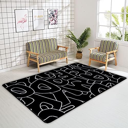זוחל שטיח מקורה משחק מחצלת אלפבית מצויר שחור לסלון חדר שינה חינוכי חינוך משתלת שטיחים שטיחים 80x58 אינץ '